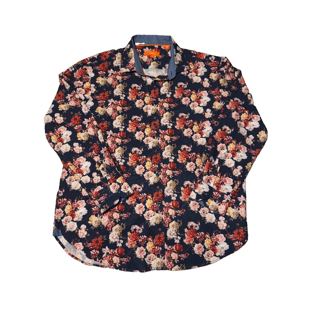 Tallia Men's Shirt XL Multicolor Floral Long Sleeve Button Down Contrast Cuff